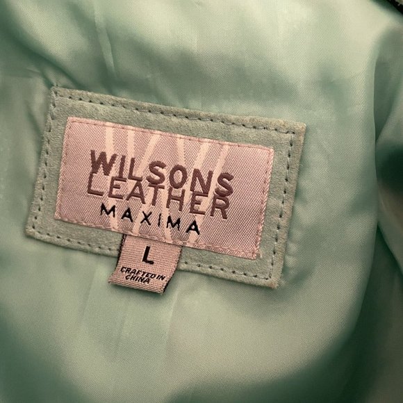 Wilsons Leather Maxima Green Leather Suede Hooded Jacket size L - Picture 3 of 6